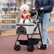外出寵物推車 98*65*50黑色耐髒狗狗推車 可折疊分離式遛狗車 貓包 手拉寵物車（適用30斤）