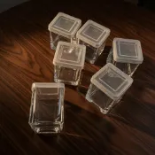 《興富大行》瓶瓶罐罐【台灣製方型玻璃奶酪杯+杯蓋120CC】方杯冷飲杯奶酪瓶冰沙杯布丁杯果凍杯果醋杯