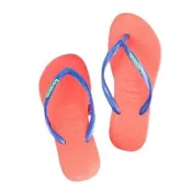 【havaianas 哈瓦仕】SLIM LOGO POP紅藍帶(拖鞋 女鞋 夾腳拖 巴西 夏天必備 出遊)