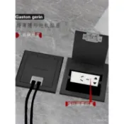 地板插座 地插座 隱藏式地插 120型通用地插 黑色 超薄防水電話電腦網絡音頻VGA高清HDMI地板插座