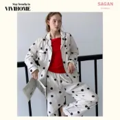 【10月中到貨】SAGAN 莎岡選品店｜VIVIHOME 韓國睡衣 Moment in Paris 套裝｜黑色波點