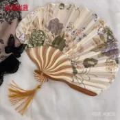 滿99出貨/小扇子隨身便攜古風貝殻扇折疊清涼扇道具漢服古典扇子折扇 4 6 8 1