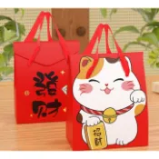 遇見幸福⭐️ 新年禮盒新年招財貓手提盒【10個起訂】馬年新年手提盒牛軋糖雪Q餅手工餅乾過年伴手禮包裝盒