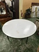 【東鼎二手家具】白色五尺折合餐桌(含玻璃轉盤)*收納桌*餐廳桌*小吃桌*營業桌*餐桌*辦桌請先聊聊詢問配送方式再進行下標