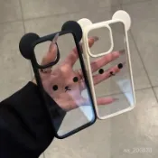 米奇耳朵手機殼 適用蘋果13promax手機殻 iPhone16/15/14/12/11PRO 硅膠邊框 手機保護殼