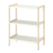 【IKEA 宜家家居】EKENABBEN 開放式層架組, 白楊木/白色, 70x34x86 公分