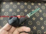 【萬禾】【特價處理】石楠木鬥黑檀噴砂綠紋硫化嘴手工實木鬥