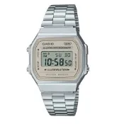 CASIO 卡西歐 簡約優雅復古風 不銹鋼帶 電子錶 白 A168WA-8AYDF