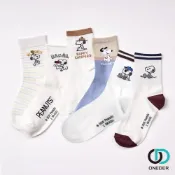 (店+)【ONEDER 旺達】SNOOPY 史奴比長襪 歐拉夫 糊塗塌客 史奴比中筒襪 SN-A333