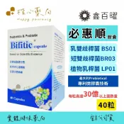 【楷心藥局】必惠順 益生菌 40粒 木寡醣 短雙歧桿菌BR03、植物乳桿菌LP01&乳雙歧桿菌BS01 加拿大進口