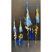 〔修緣佛像文物館〕神尊柳絲太子法器 藍色盤龍太子槍 藍金（藍銀）色 神明法器 法器 太子槍圈 太子槍 太子圈 柳絲