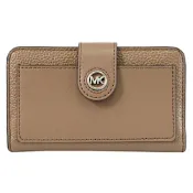 MICHAEL KORS CHARM 金屬MK LOGO釦式零錢中夾(深棕)