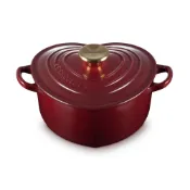 (店+)【Le Creuset】愛心鑄鐵鍋 20cm 1.9L 醇酒紅 金頭 法國製 愛心鍋 湯鍋 燉鍋 (電磁爐 IH爐可用)