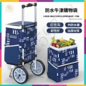 『桃園出貨』鋁閤金購物車手推車網紅超市傢用老人爬樓輕便行李折疊拉桿買菜車