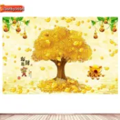  大呎吋 壁紙 貼紙 壁貼 壁畫 海報 裝飾畫 壁貼 發財樹 客廳辦公室裝飾畫 金錢樹壁畫 搖錢樹 金元寶招財牆貼自