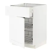 【IKEA 宜家家居】METOD/MAXIMERA 底櫃附網籃/抽屜/門板, 白色 enköping/白色 木紋, 60x60x80 公分