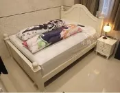 （台中 可愛小舖）法式古典鄉村風象牙白色四柱百葉窗款公主床精緻6呎5呎床架加大雙人床全實木床板居家飯店民宿旅館別墅