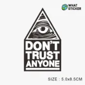 【搞什麼貼紙】現貨｜別相信任何人貼紙 光明會貼紙 眼睛貼紙 英文貼紙 PVC防水貼紙 行李箱貼紙 筆電貼紙 安全帽貼紙