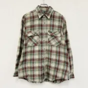 【DOKODEMO】Wrangler 長袖襯衫/厚法蘭絨襯衫，格子圖案，綠色，L 碼，古著。