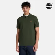 Timberland 男款綠色刺繡LOGO短袖Polo衫|A2AC1U31