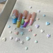 Rainbow Nail 美甲馬卡龍星星愛心 多巴胺色系 星星 桃心