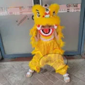 舞獅頭 塑料幼兒童舞獅子 醒獅南獅幼兒錶演舞獅頭 醒獅 錶演服裝 舞獅sad00001頭可眨眼套裝紅框高檔羊毛小獅子套裝