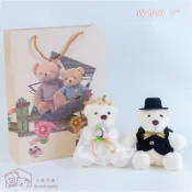 小白熊婚紗組 附小熊手提袋 婚紗熊 坐姿18公分 可繡字 小熊家族 泰迪熊專賣店