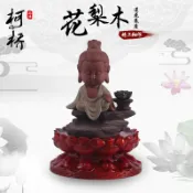 協貿國際日用品生活8館 實木蓮花觀音佛像底座花梨木奇石頭擺件花盆栽花瓶工藝品紅木托架