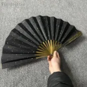 ✨琉金墨影扇古風金屬摺扇金屬扇子國風全金屬扇骨絹布文玩收藏禮品