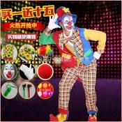 ✨現貨 萬聖節成人小丑演出服裝搞怪衣服cos舞台兒童樂園化妝舞會表演服