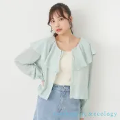 earth music&ecology 微透感荷葉摺邊翻領抽繩襯衫上衣(1M41L0A0300)