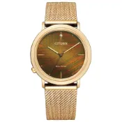 CITIZEN星辰L系列Ambiluna解構自然之美仿生學腕錶34mm(EM1003-48X)附金色米蘭錶帶