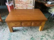 東鼎二手家具【全館自取價】全新品 正柚木六抽雙面實木茶几*茶几桌*實木桌*泡茶桌*抽屜桌*客廳桌*工作桌*沙發桌*木桌