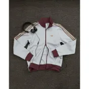 (店+)【adidas 愛迪達】ADIDAS ORIGINALS 華夫格 立領外套 雙拉鍊 三葉草 灰藍 酒紅 焦糖 男款 KY5770