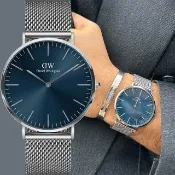 【Daniel Wellington】DW 男錶-40mm Classic Mesh Arctic 經典極簡美學米蘭帶手錶-銀框(DW00100628)