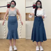 【M-8XL大尺碼女著】胖MM女裝 牛仔長裙 半身裙 牛仔魚尾裙2025新款胖mm大碼顯瘦遮垮高腰梨形身材半身裙子女春秋