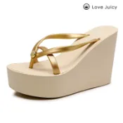 love juicy拖鞋女夏外穿11cm厚底防滑涼拖鞋wedge sandals熱賣 IOOQ