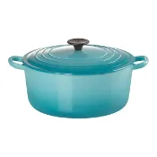 及時雨 生活好物選品 Le Creuset 雙耳圓形鑄鐵鍋 含電木頭鍋蓋 26公分 加勒比藍