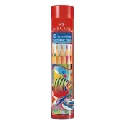 【Faber-Castell】輝柏 精緻棒棒筒 水性色鉛筆 12色 /筒 115912(內附水彩筆)