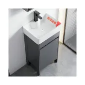 (店+)[破損包賠]洗手盆櫃太空鋁防水防潮浴室櫃 小戶型落地浴櫃 衛生間陶瓷一體洗臉盆 陽臺洗手池盆