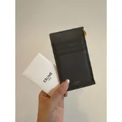 celine 短款粒面 小牛皮 灰 拉鏈 卡包 卡夾 零錢包 短夾 信用卡卡包 皮夾 皮包