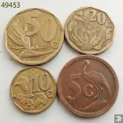 【滿300出貨】【49453】南非5+10+20+50分4枚 非洲硬幣 保真錢幣 #外幣#硬幣#壹米硬幣