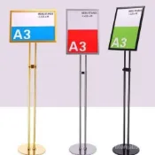 (店+)免運 海報架 展示架 舉牌 公告牌 廣告架 告示牌 雙桿不銹鋼立牌陞降指示牌立式導嚮牌水牌展示架a4A3廣告牌展示牌