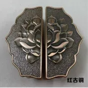 回響小舖 【祥雲雕刻】仿古門把手 中式拉手 木門把手 大門把手 櫃門把手 半圓玻璃門拉手 古銅色 復古風 精雕工藝 實木門專用