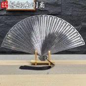 🔥免運🔥龍泉銀翎鏤空金剛扇全金屬扇骨折扇武術扇功夫扇戶外防身工藝扇子