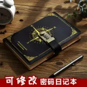成名在望 帶鎖日記本 密碼日記本 加密筆記本 2023年新款密碼筆記本男生A5創意帶鎖日記本復古密碼本女孩簡約學生筆記本記錄本子文藝青年記事本客製化logo『ZW7896』