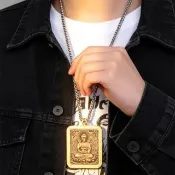 【LEEHER】佛牌項鍊/保平安/男生項鍊/吊墜項鍊/佛像項鍊/阿彌陀佛項鍊/鈦鋼項鍊/項鍊/新中式項鍊