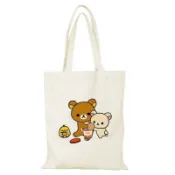 🐻古早萌物🐻拉拉熊 輕鬆熊 週邊 2062新款輕鬆熊拉鏈補課可愛卡通印花手提袋帆布包上課通懃補習袋 AQG9