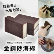 (店+)【飛耀】 金鋼砂海綿 水垢剋星 鍋具刷 浴廁清潔 玻璃器皿 海綿砂塊 海綿砂紙 水砂紙 乾濕 除垢除鏽修邊打磨 海綿