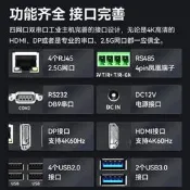 含稅12代N100四核工控電腦2.5G四網口雙序列埠RS232/485工業防塵無風扇4K高畫質迷你主機